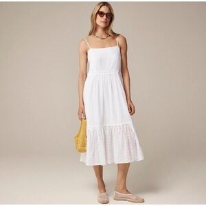 J Crew White Sorrento Sun Dress NWT Med Cotton Voile Spaghetti Straps Lined